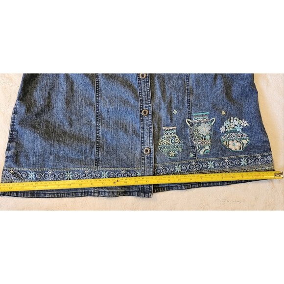Alfred Dunner Denim Shirt Jacket South West Embellish Embroidery Pocket Size 18 - Picture 11 of 12